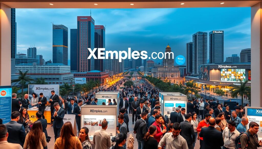 An image of a modern, well-designed job fair set in the bustling city of Lima, Peru. The foreground features a large backdrop displaying the XEmpleos.com brand, with HR professionals in business attire greeting prospective candidates. In the middle ground, a diverse crowd of job seekers peruse informational booths and engage in animated discussions. The background showcases the iconic architecture of downtown Lima, with towering skyscrapers and a vibrant streetscape. The lighting is warm and inviting, creating a professional yet approachable atmosphere. The overall scene conveys the dynamic employment landscape and the valuable opportunities available through XEmpleos.com. An image of a modern, well-designed job fair set in the bustling city of Lima, Peru. The foreground features a large backdrop displaying the XEmpleos.com brand, with HR professionals in business attire greeting prospective candidates. In the middle ground, a diverse crowd of job seekers peruse informational booths and engage in animated discussions. The background showcases the iconic architecture of downtown Lima, with towering skyscrapers and a vibrant streetscape. The lighting is warm and inviting, creating a professional yet approachable atmosphere. The overall scene conveys the dynamic employment landscape and the valuable opportunities available through XEmpleos.com.